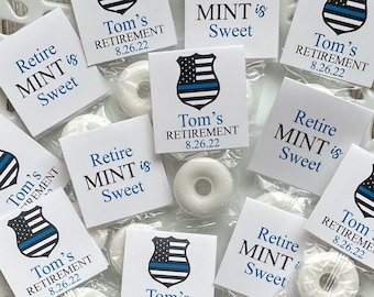 Retirement Mint Favors, Retire Mint, Custom Mints, Police Theme, Printed Mint Toppers, Personalized Retirement Favors, Sweet Favors