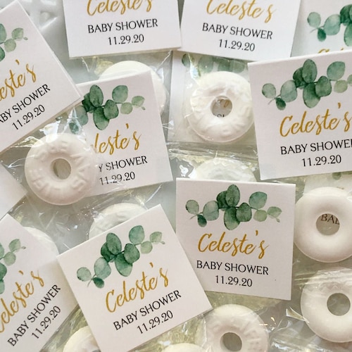 Baby Shower Mint Favors Custom Baby Mints Greenery Theme Etsy