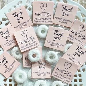 Wedding Mint Favors, Mint to Be, Custom Wedding Mints, Pink Theme, Printed Mint Toppers, Personalized Wedding Favors, Bridal Shower Mints