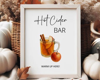 Hot Cider Bar, Autumn Wedding, Bridal Shower, Apple Cider, Instant Download, Non-Alcoholic Drinks, Wedding Decorations, Bachelorette Party