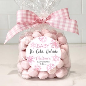 Baby It&#39;s Cold Outside Labels, Girl Baby Shower, Winter Baby Sprinkle, Treats for Guest, Thank You Sticker, Snowflake Stickers, Coffee Favor