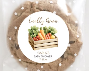 Locally Grown Baby Shower, Boho Farmers Market Labels, Home Grown, Gender Neutral, Thank You Stickers, Guest Treat Favors, Gardening Theme