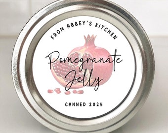 Pomegranate Jelly Canning Labels, From the Kitchen of, Homemade Preserves Stickers, Mason Jam Jar Lids, Molasses Pantry Sticker, Juice Label