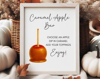 Caramel Apple Bar, Autumn Wedding, Halloween Party, Bridal Shower, Kids Fall Activity, Instant Download, Wedding Table Sign, Make Your Own