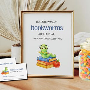 Adivina cuántos ratones de biblioteca hay en el frasco, juego para baby shower, juego de adivinanzas, fiesta de cumpleaños, género neutro, descarga instantánea, juego para el aula infantil