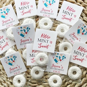 Retirement Mint Favors, Retire Mint, Custom Mints, Nurse Theme, Printed Mint Toppers, Personalized Retirement Favors, Mint Favor Tags