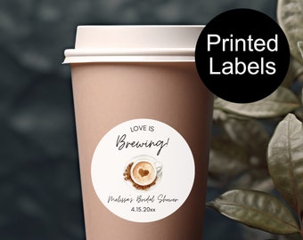 Love is Brewing Stickers, Coffee Bridal Shower Labels, Personalized Stickers, Custom Labels, Thank You Stickers, Guest Favors, Minimalist