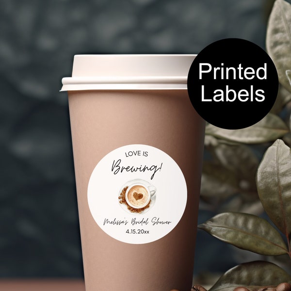 Love is Brewing Stickers, Coffee Bridal Shower Labels, Personalized Stickers, Custom Labels, Thank You Stickers, Guest Favors, Minimalist