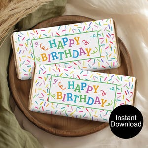 Birthday Candy Bar Wrappers, Birthday Favors, Party Favors, Printable Birthday Wrappers, Chocolate Wrappers, Instant Download