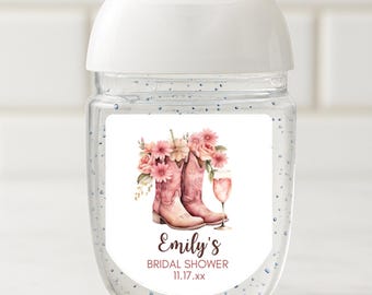 Boots and Bubbly Bridal Shower, Sanitizer Labels, Country Western Wedding, Cowgirl Sticker, Thank You Labels, Guest Favors. Last Rodeo Theme