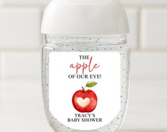 The Apple of Our Eye, Baby Shower Sanitizer Labels, Locally Grown Fruit, Fall Baby Shower, Custom Personalized Stickers, Gender Neutral