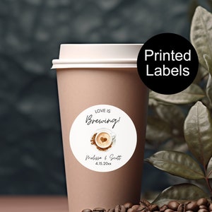 Love is Brewing Stickers, Coffee Wedding Favor Labels, Personalized Stickers, Custom Label, Thank You Stickers, Gifts for Guests, Minimalist