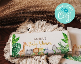 Editable Safari Candy Bar Wrapper, Jungle Baby Shower, Candy Label Printable, Safari Baby Shower Printable, Baby Shower Wrappers