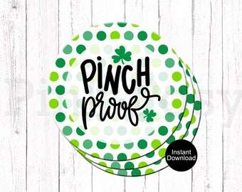 Printable St Patrick's Day Cookie Tags, Shamrock Gift Tags, 2" Round Favor Tags, Pinch Proof Cookie Tags, Instant Download Gift Tags