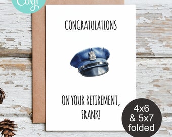 Editable Retirement Card, Police Retirement, Printable Card, Digital Greeting Card, Instant Download, Retirement Card for Men