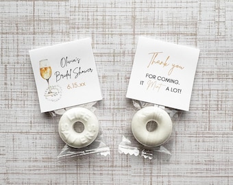 Pearls and Prosecco, Bridal Shower Mint Favors, Mint to Be, Champagne, Printed Mint Tag, Personalized Wedding Gift, Wine Guest Favors