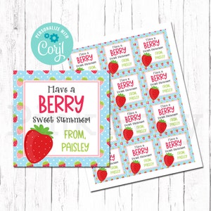 Étiquettes de fin d'année scolaire, étiquettes modifiables aux fraises, étiquettes-cadeaux pour camarades de classe, étiquettes pour enseignant, doux aux baies, téléchargement immédiat, étiquettes d'été imprimables