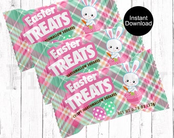 Easter Rice Cereal Treats, Easter Basket Gifts, Happy Easter, Easter Treats, Easter Bunny Treats, Treat Wrappers, Instant Download