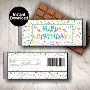 Geburtstag Candy Bar Verpackungen, Geburtstagsgeschenke, Partygeschenke, Druckbare Geburtstagsverpackungen, Schokoladenverpackungen, sofortiger Download