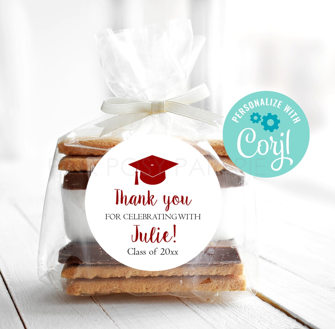 Editable Graduation Favor Labels Maroon Graduation Labels - Etsy