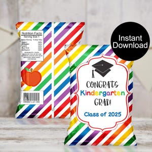 Sac de chips pour l'obtention du diplôme de maternelle, promotion de 2025 sacs de chips, Gâteries de remise de diplôme, Cadeaux de remise des diplômes, Téléchargement immédiat, Emballages de sac de chips