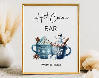 Hot Cocoa Bar, Winter Wedding, Bridal Shower, Winter Sign, Instant Download, Non-Alcoholic Drink, Wedding Decorations, Bachelorette Party