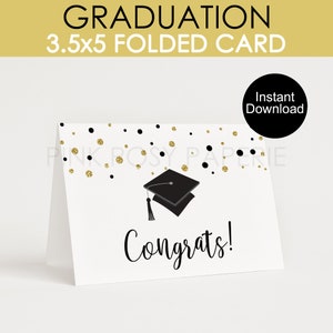 Cartes de félicitations pour l'obtention du diplôme, carte de remise de diplôme imprimable, carte de félicitations, carte de correspondance classe de 2023, téléchargement immédiat, noir et or