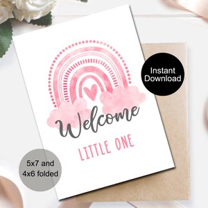Carte de bébé imprimable, bienvenue tout petit, carte arc-en-ciel, carte de bébé numérique, carte à téléchargement numérique, téléchargement immédiat, carte de voeux de bienvenue