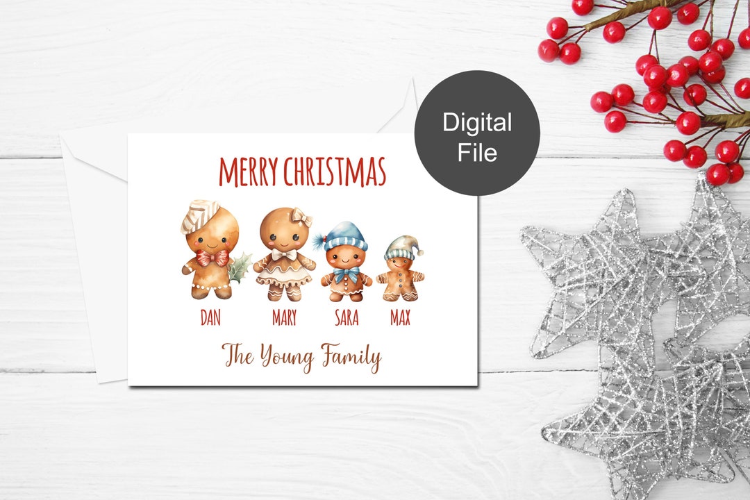 Family Christmas Card, Personalized Christmas Card, Family Name Card