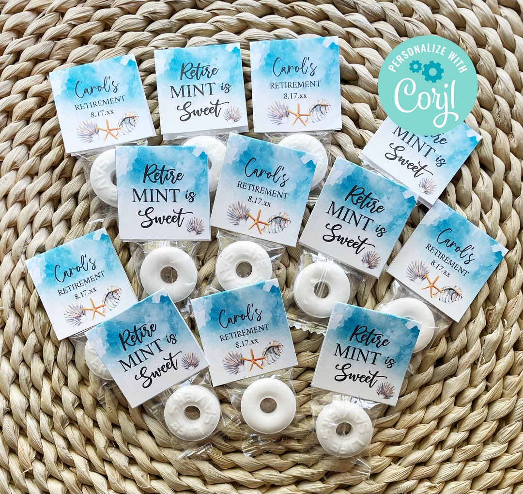 Editable Retirement Mint Favors, Retire Mint, Custom Mints, Beach Vacation, Printable Mint ...