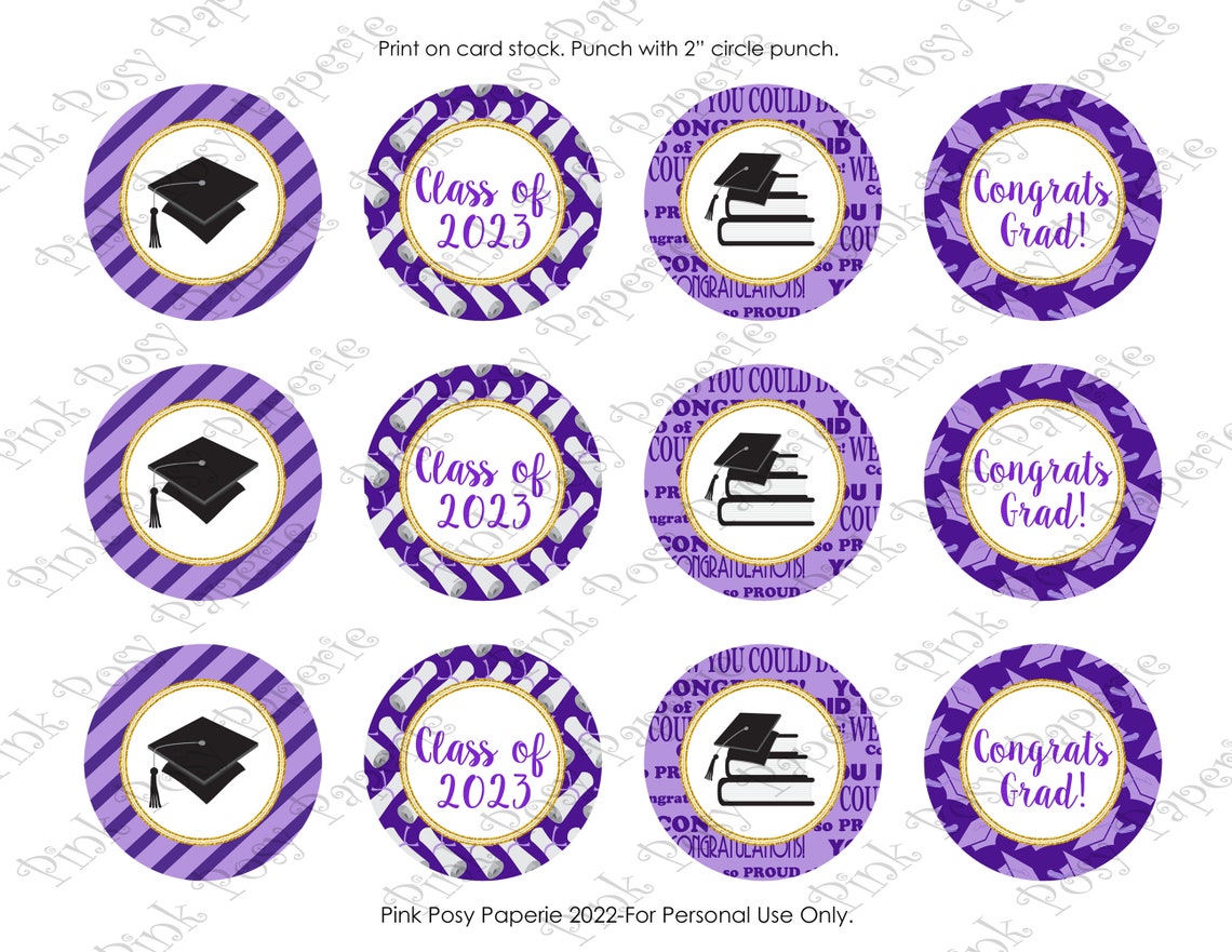 Purple Graduation Cupcake Toppers Purple Graduation Decor - Etsy