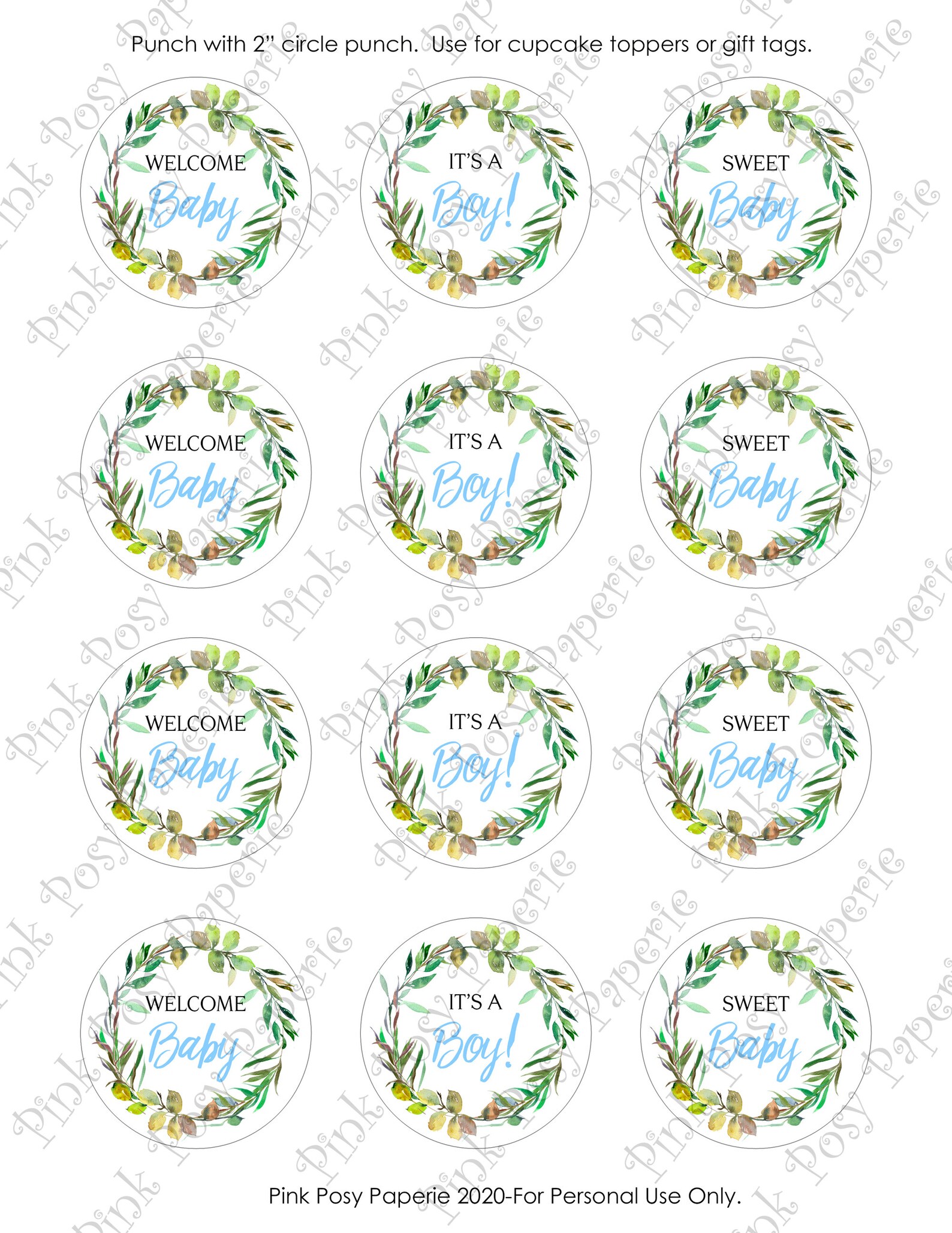 Baby Shower Cupcake Toppers Greenery Cupcake Toppers Baby - Etsy