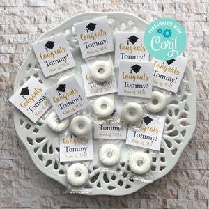 Editable Graduation Mint Favors, Class of 2024, Custom Mints, Black Gold Theme, Printable Mint Toppers, Instant Download, Sweet Favor