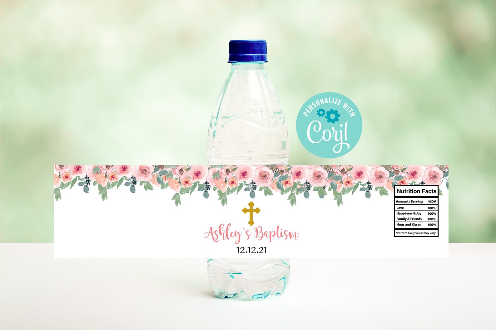 Baptism Bottle Wrappers Editable Baptism Water Bottle Labels Etsy