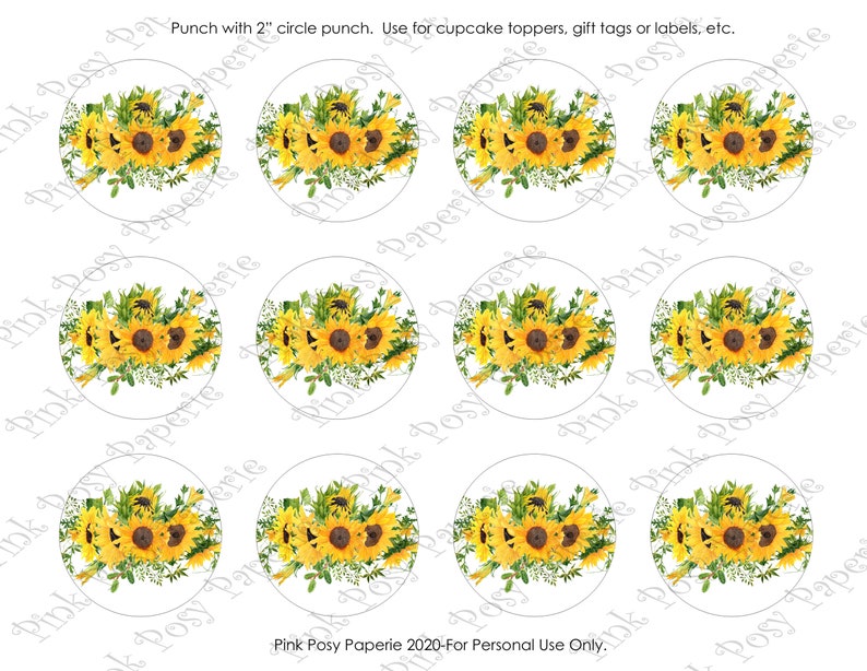 Birthday Cupcake Toppers. Sunflower Cupcake Toppers Birthday Etsy
