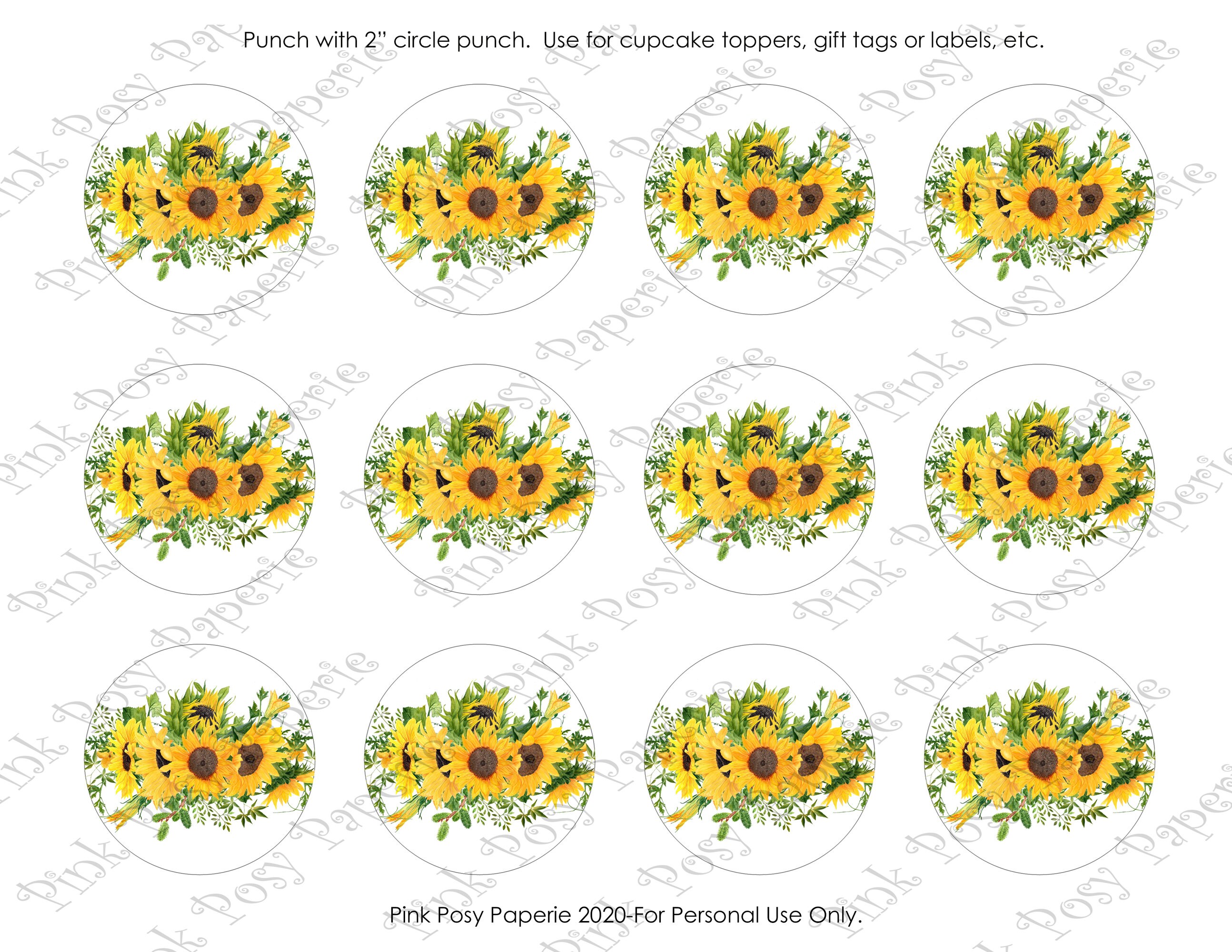 Birthday Cupcake Toppers. Sunflower Cupcake Toppers Birthday Etsy