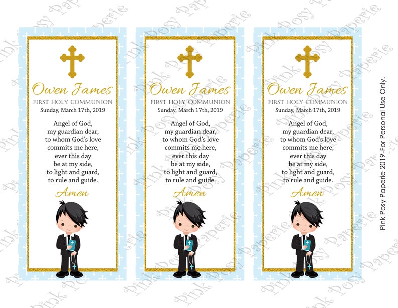 31+ Kommunions spruch fuer karte , Erste Kommunion Junge Gebet Karte Blau Gold Lesezeichen Etsy
