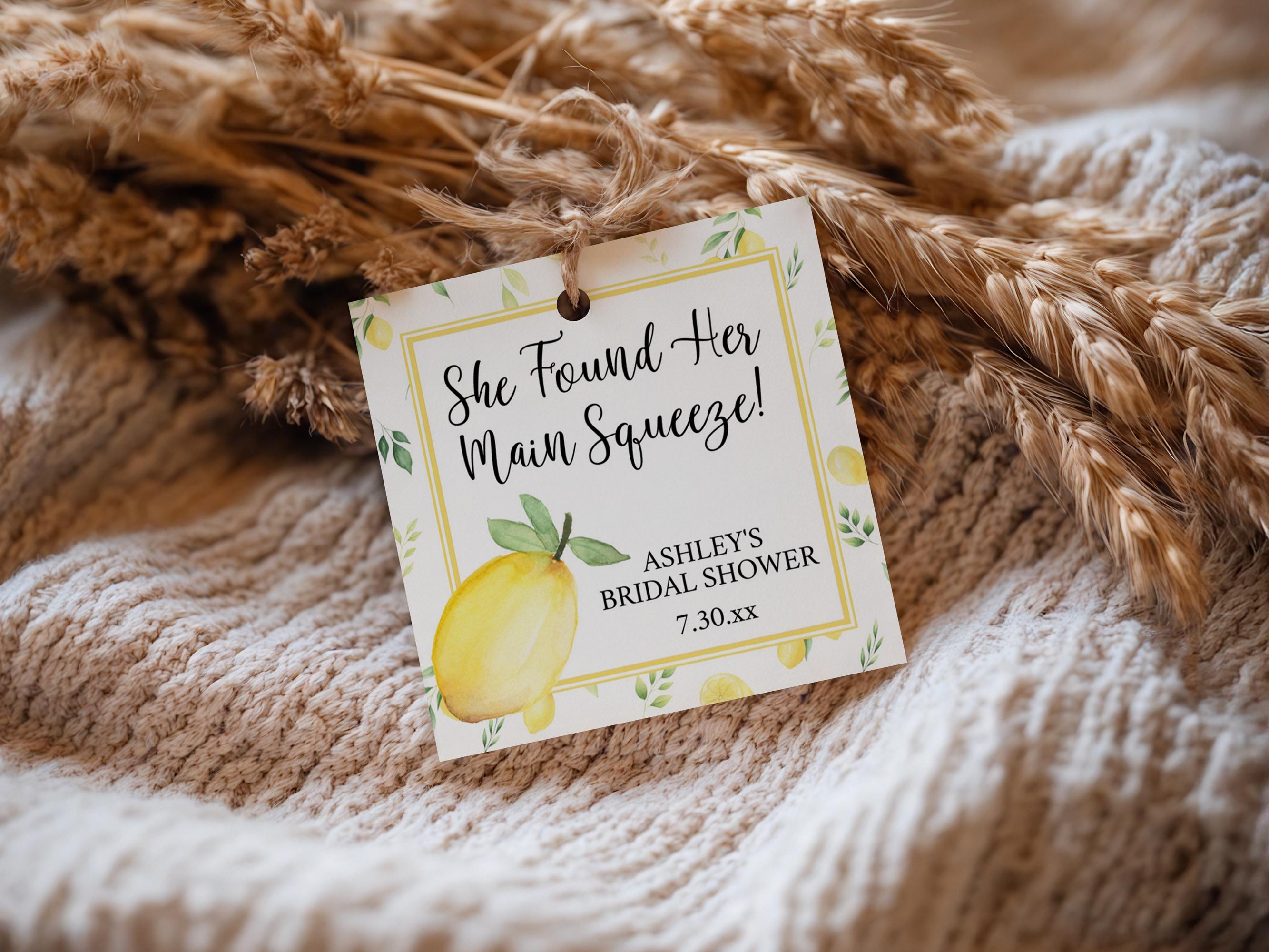 Editable Lemons Tags, She Found Her Main Squeeze, Bridal Shower Tags ...