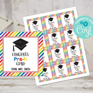 Pre-K Abschlussfeier Tags, Abschlussfeier Tags, Graduierung Personalisierte Tags, Klasse von 2025, Graduation Favor Tags, Pre-K Grad Süßigkeit Tags