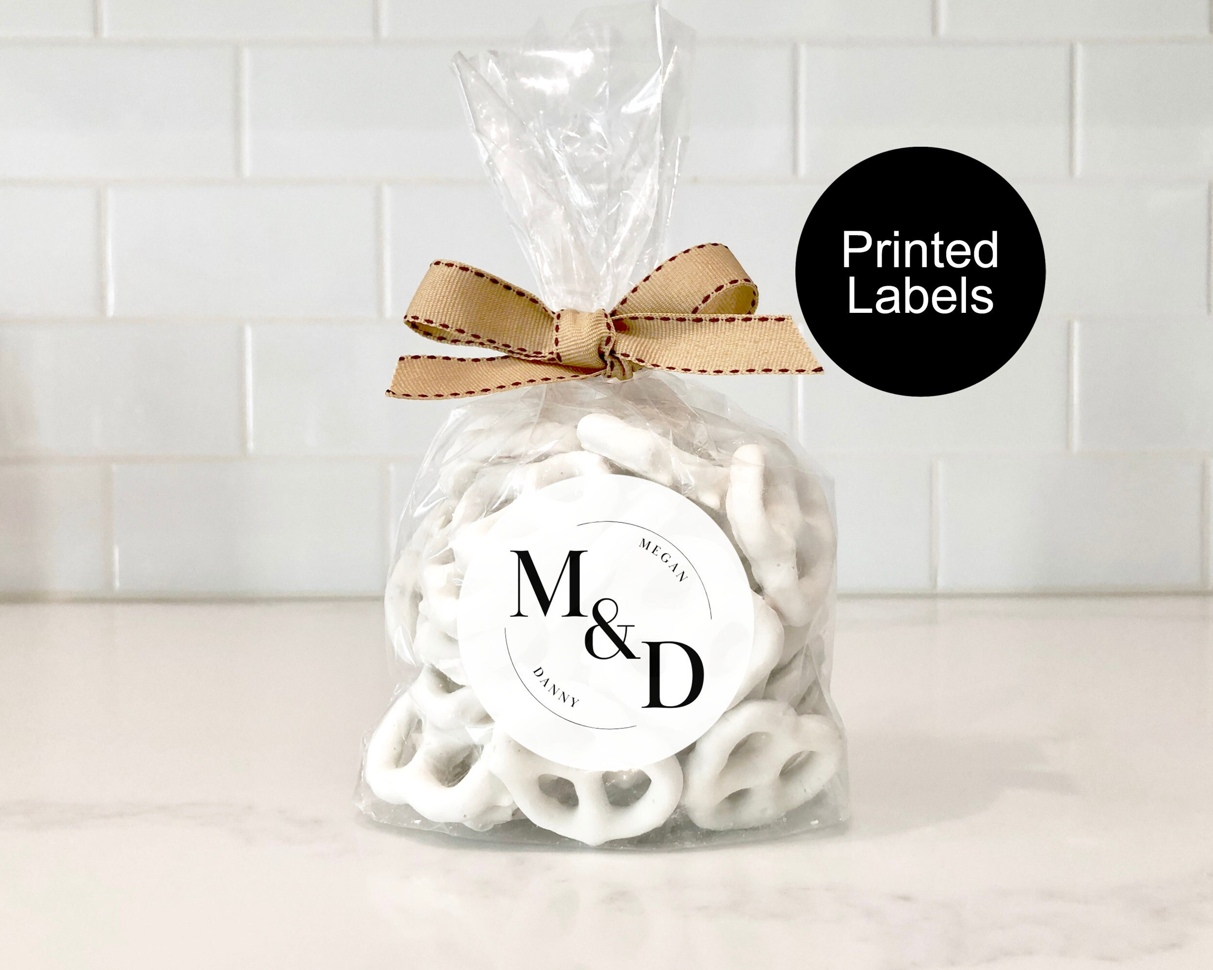 32 Monogram Theme Clear Glossy Adhesive Personalized Labels for