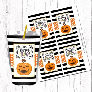 Halloween Juice Pouch Labels, Halloween Bash Labels, Pumpkin Party Favors, Halloween Party Favors, Printable Juice Wrapper, Happy Halloween