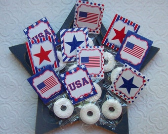 July 4th Mint Favors, July 4th Mint Toppers, Independence Day Party Favors, Skinny Bag Toppers, Instant Download, Printable Mint Toppers