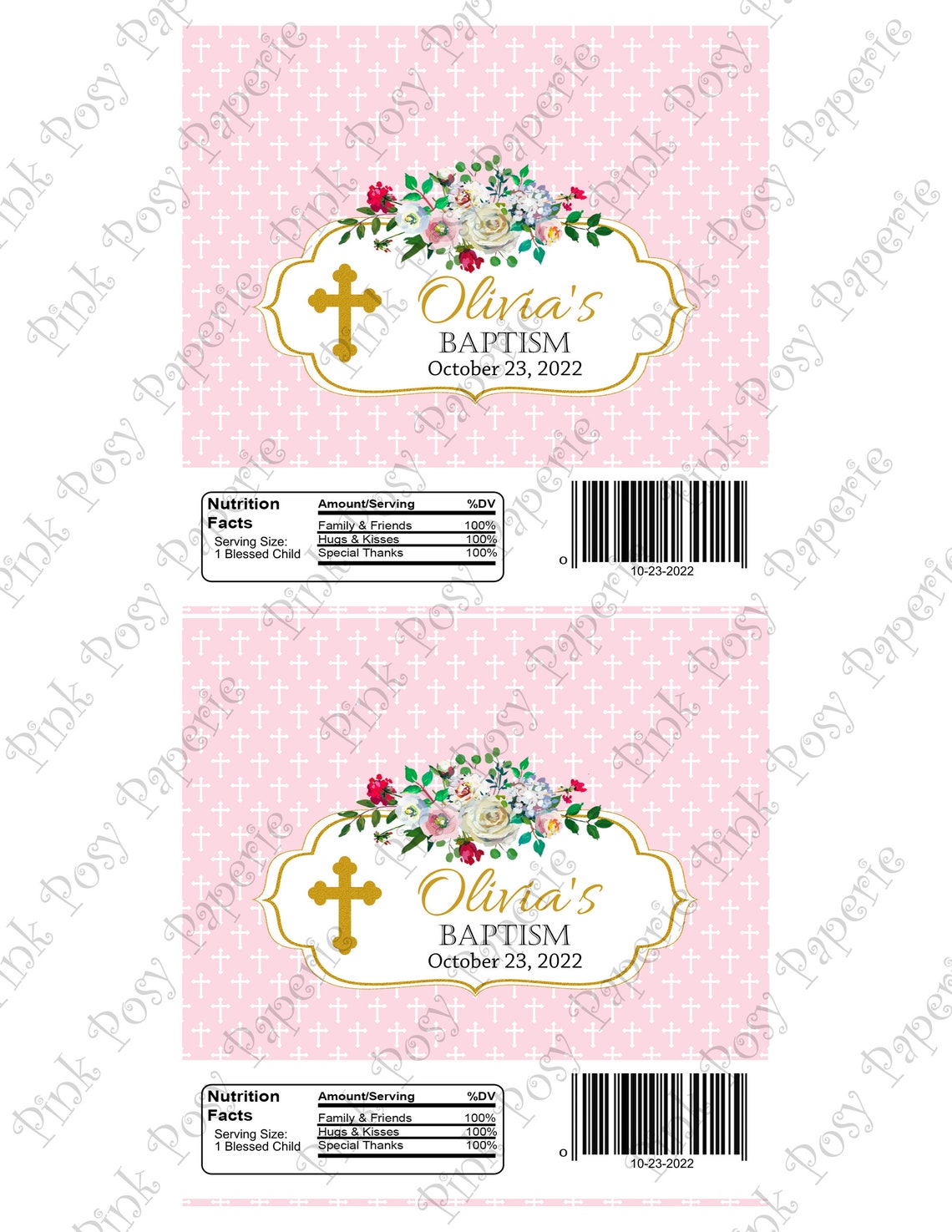 Editable Baptism Candy Bar Wrapper Girl Christening Candy | Etsy