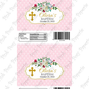 Editable Baptism Candy Bar Wrapper Girl Christening Candy | Etsy