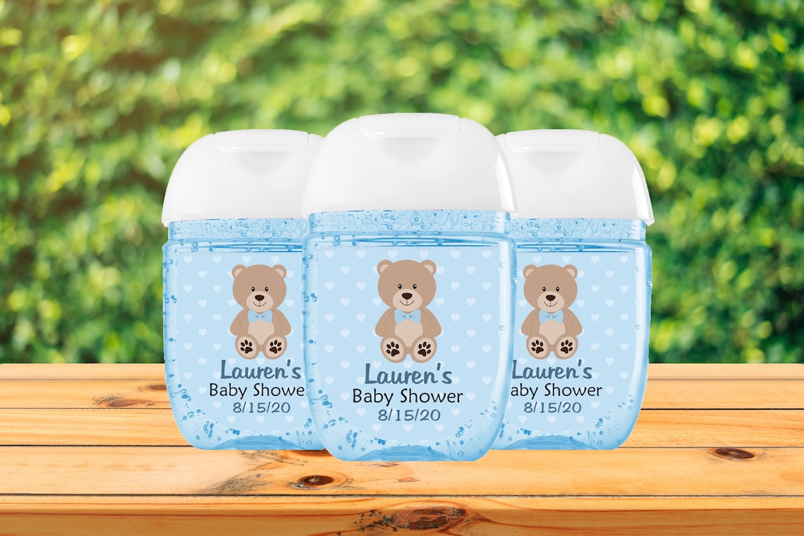 Baby Shower Hand Sanitizer Labels Blue Teddy Bear Labels Boy Etsy