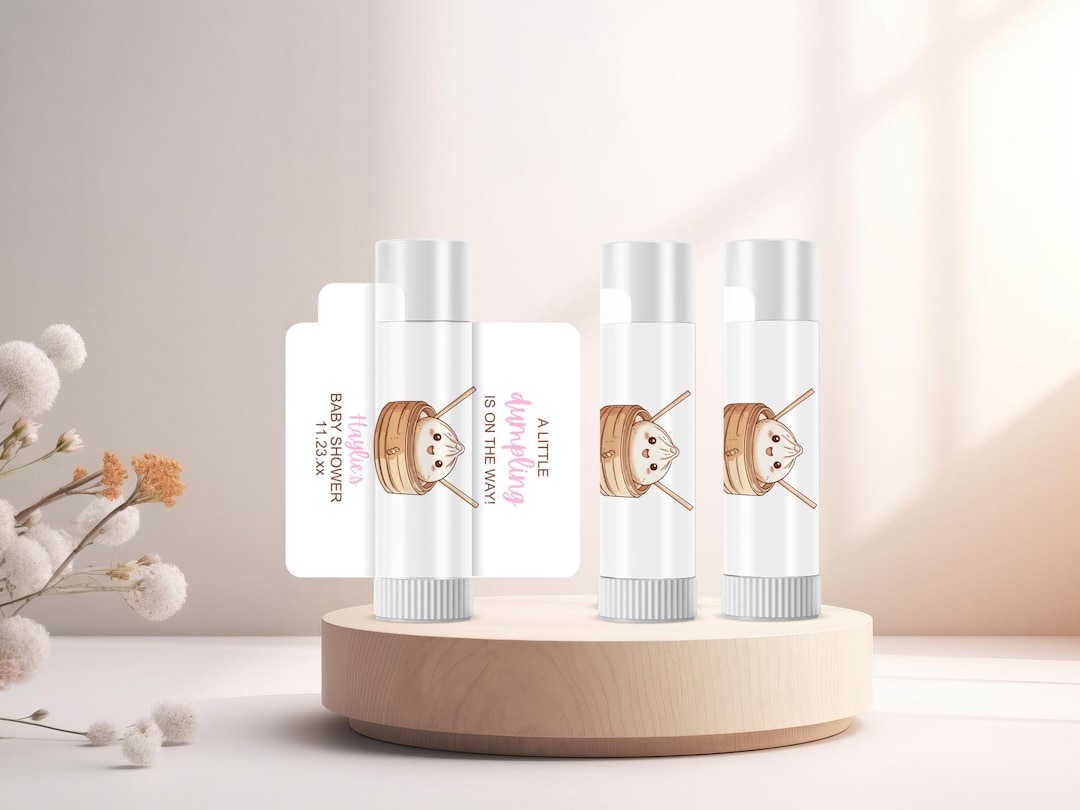 Mini Dumpling Label A Little Dumpling is on the Way, Lip Balm Labels, Girl Baby Shower ...