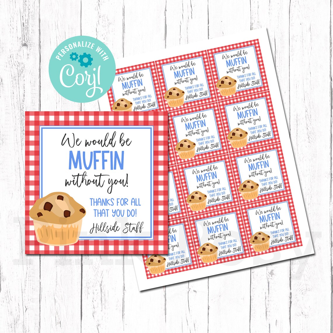 Editable Muffin Tags Appreciation Gift Tags Teacher Gift - Etsy