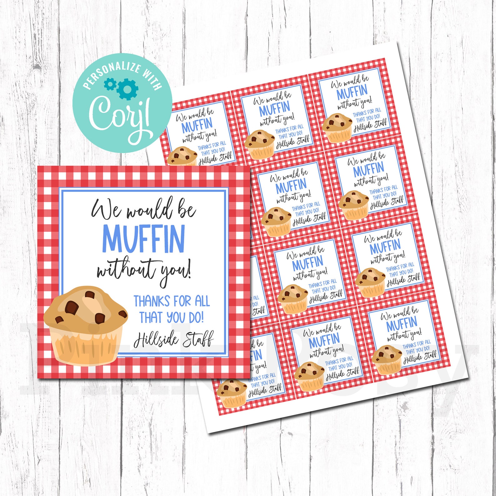 Editable Muffin Tags Appreciation Gift Tags Teacher Gift - Etsy