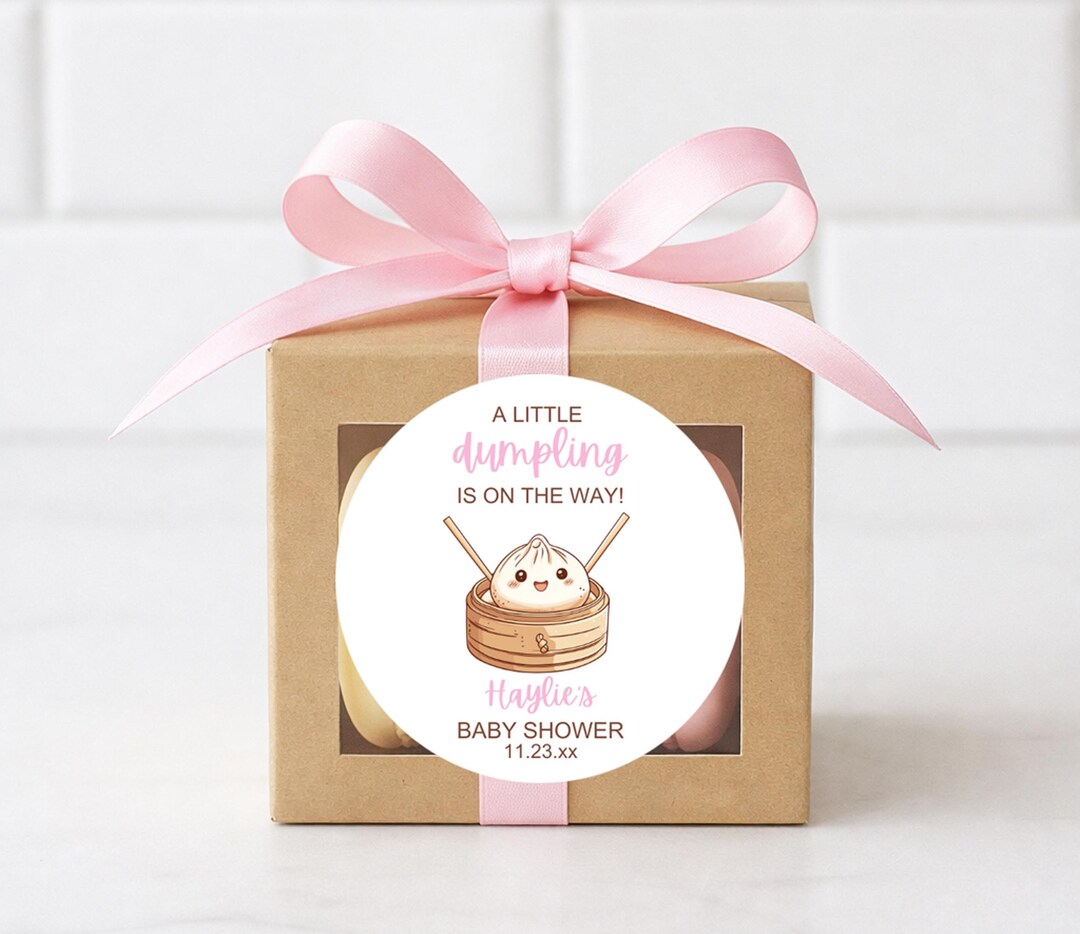 Mini Dumpling Label A Little Dumpling is on the Way, Baby Shower Favor Labels, Thank You ...
