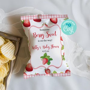 Strawberry Baby Shower Chip Bag ,berry Sweet Baby Shower